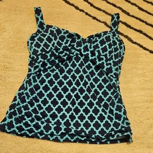 Lands' End Navy and Teal Tank Top